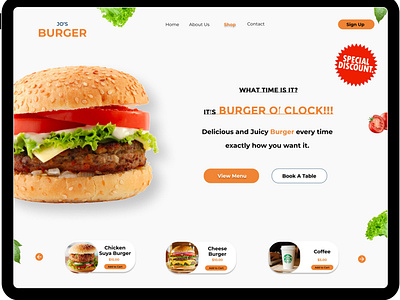 JO'S BURGER Website Landing page UI