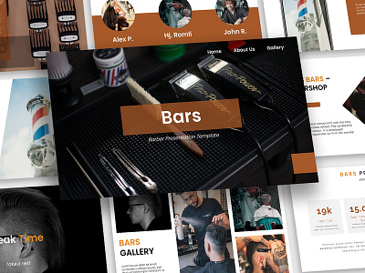 Bars - Business Barbershop PowerPoint Template barbershop. barberman brand business digital marketing fashion instagram market marketing post service social media template