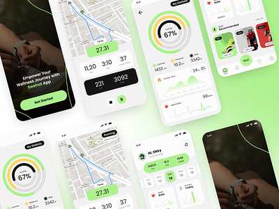 Healthy Tracker App - UI Design app green health healthy tracker running app ui design uiux
