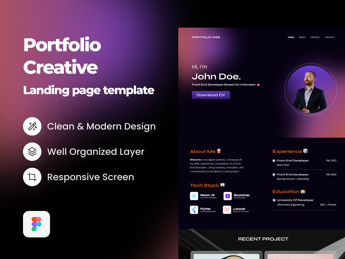 Creative Portfolio - Modern Landing Page by Ian Frds on Dribbble