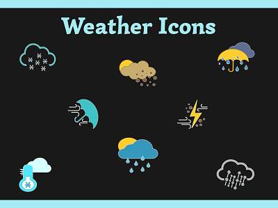 The Weather Icons art branding design flat graphic design icon illustration illustrator logo minimal typography ui ux vector