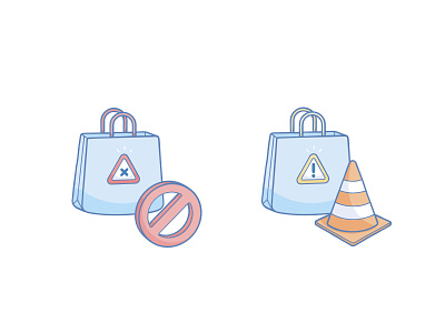 Shopping bag attention bag error has prohibited sale shopping sign signaling traffic