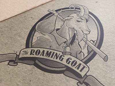 Roaming Goat branding character design crosshatching illustration package design