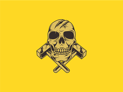 Skull and Cross Hammer Logo app branding design graphic design icon illustration logo ui ux vector