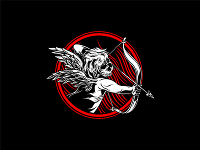 Skull angel with bow and arrow emblem