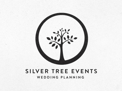 Silver Tree Events logo ring tree typography wedding