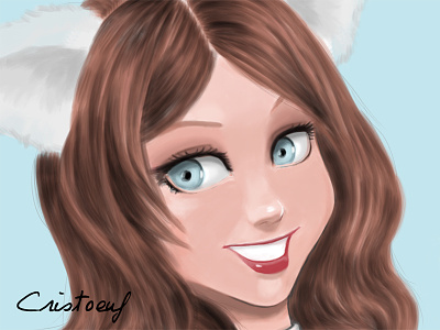 Dribbble cartoon cat digital drawing girl illustration painting