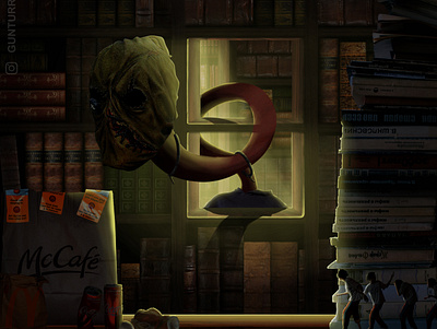 Little man in the library poster 3d adobe adobe indesign animation art art lover branding des design designer graphic design graphic designer illustration logo motion graphics poster scary ui visual visual designer