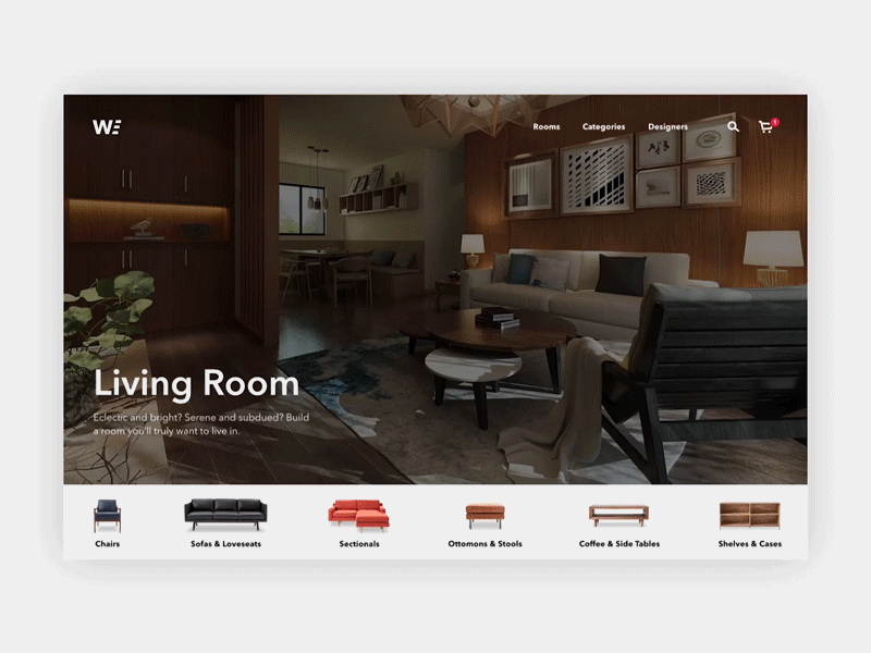 Furniture By Room ecommerce furniture gif shop ui ux web design website