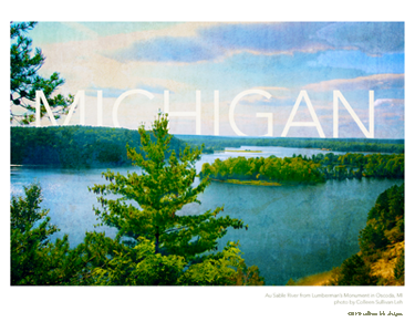 Michigan michigan retro river vintage wish you were here
