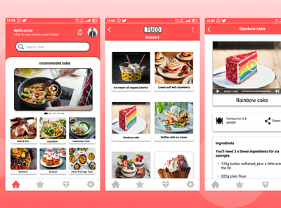 Mobile Apps Tuco app apps branding cake chef cook cooking design illustration logo mobile mobile apps red typography ui ui design ux vector