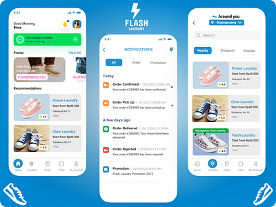 Flash Laundry App (Shoes) app apps delivery design graphic design indonesia laundry laundry app logo mobile mobile app order pick up shoes shoes laundry ui ui design uiux