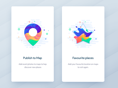 Onboarding - Events app colors drops glass gradients hexagon illustration johnyvino space transparency universes vector water
