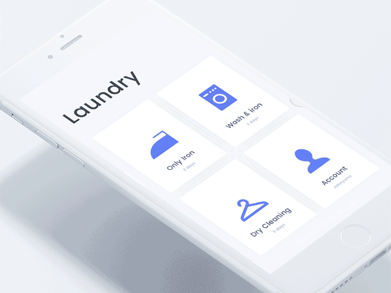 Laundry app concept for designer and developers animation app cart cleaning flat ios iphone johnyvino laundry process