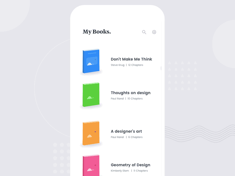 Designers Books app - Chapter navigation ae chapter clean gif interaction johnyvino light reading reviews ui ux