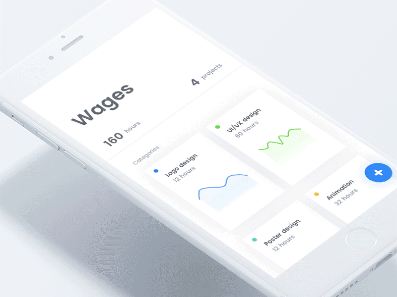 Wages App activity app dashboard johnyvino projects sidebar table tasks time timesheet tracking ui