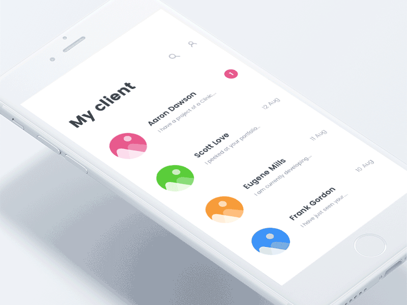 My client app concept animation button contact dribbble freelancing gif hire johnyvino principle schedule sketch task
