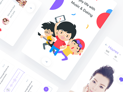 Music lovers concept chat clean colourful dating gender ios johnyvino login music profile sketch ui