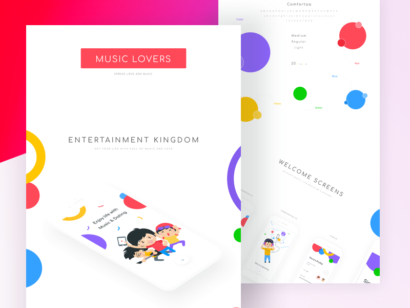 Music lovers Landing page johnyvino ui sketch music login ios gender dating colourful clean chat app