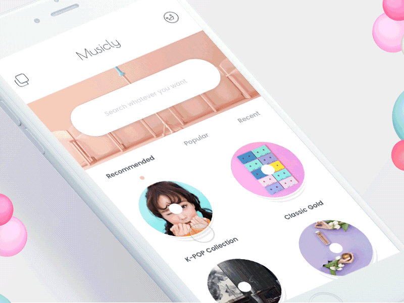 K-Pop Music player - Filter Interaction gif interaction ios johnyvino minimal player playlist radio ui ux web