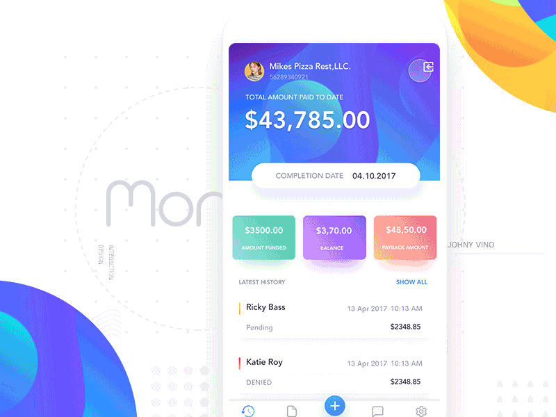 Funding app - Home screen