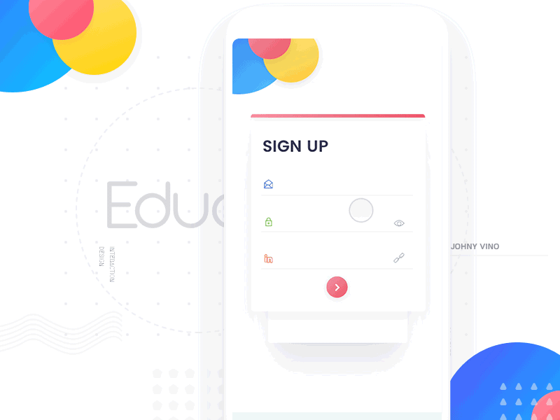 Education app Onboarding johnyvino interaction gif signup signin register mobile login ios intro illustration principle