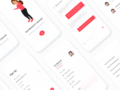 #18-Invisible-series - Personal mentor chat clean contacts johnyvino logout message minimal onboarding red setting signup ui