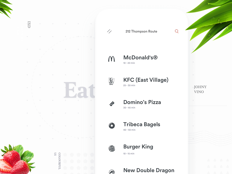 Eats iOS app - Select Food Interaction app clean delivery food ios johnyvino menu minimal navigation restaurant ui ux