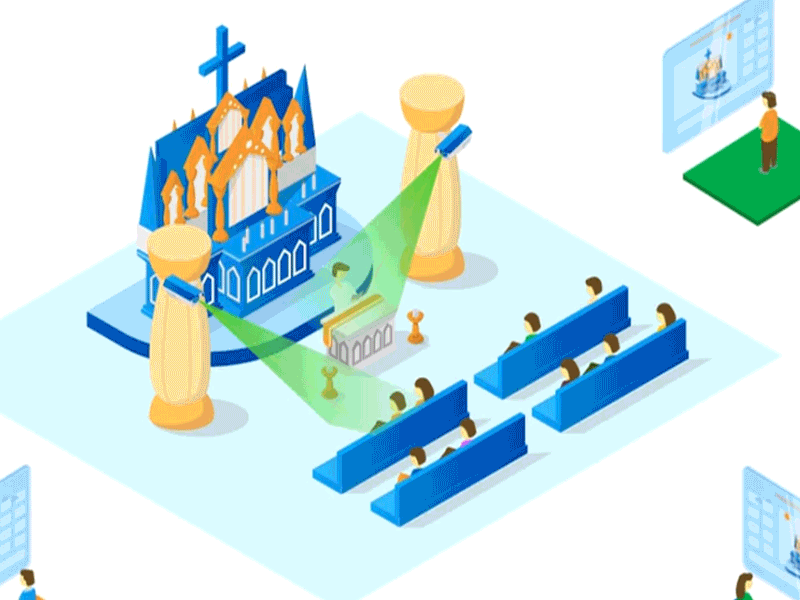It's a Chruch! church colorful gradient header hero homepage illustration isometric johnyvino landing page shapes