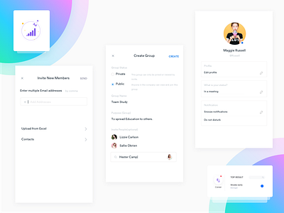 Invite and create - Groups app calling clean conference corporate group invite mobile ui ux