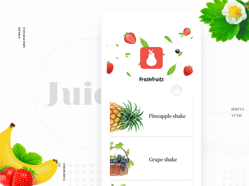 Fruits app - Ordering Interaction with Face ID android animation app blackberry bottle concept fresh gif interaction ios johnyvino motion