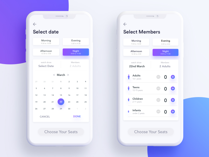 Movie Ticket - Select date and members by Johny vino™ on Dribbble