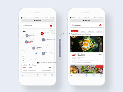 Yelp map view redesign design lollipop map materia material results route search ui ux yelp