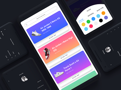 Sneaker iOS app bid buy dashboard ecommerce graph mobile profile shoes sneaker ui ux