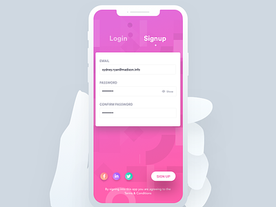 Signup animatic chart data design flow google graph grid interaction ios login signup