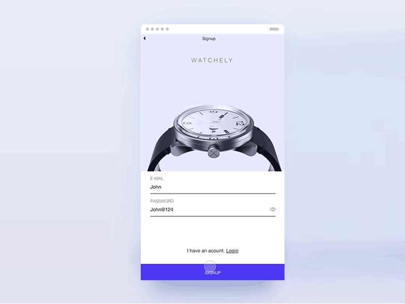 Watch app Signup Interaction by Johny vino™ on Dribbble