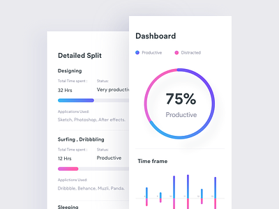 Time management app app barchart freelancer graph invoice johnyvino managment stacked time ui web