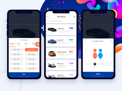 Car test drive iOS app concept automotive car center control design ios iphone mobile tesla ui ux