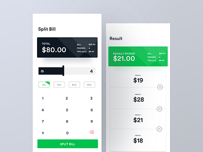 Split Bill concept app bill calculator equal microinteraction split tips ui unequal ux