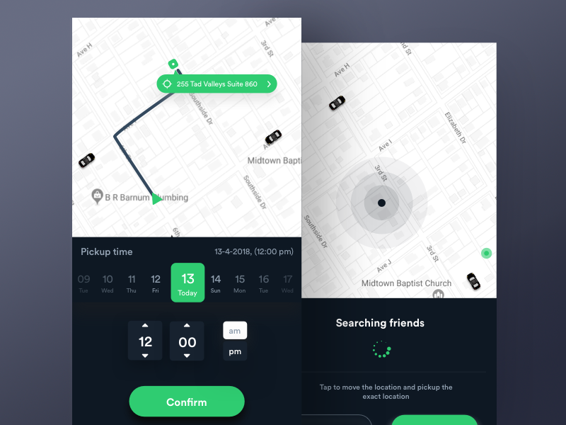 Cab Schedule kit ui uber taxi ride rent pickup drop call cab booking android