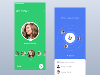 Select Contact animation app bitcoin block chain blockchain bubble contact dashboard interaction ios johnyvino minimal mobile people select select user type send send money ui ux