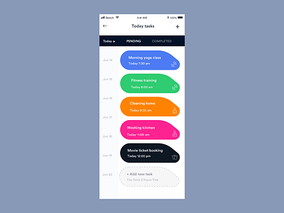 Today Tasks app clean color completed icon ios johnyvino management mobile pending time time machine today todo todo app todo list todoist todolist ui ux