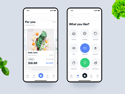 Greeny app animation app bottom cards clean dashboard dishes food food and beverage green indian interaction interface ios menu menu bar mobile search ui ux