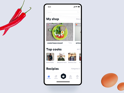 Myshop app clean cooks design food food and beverage food and drink food app food art interaction interface ios iphone johnyvino mobile recipes shop shop design ui ux
