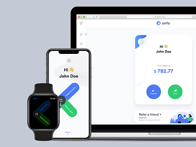 Onfo Multiplatform animation app chat clean dashboard design illustration interaction interface ios johnyvino minimal mobile onfo principle profile ui ux watch web