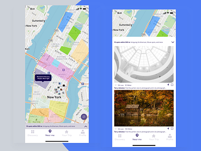 NYC Spots animation app clean dashboard design illustration interaction interface ios iphone johnyvino map mobile near me photospot recommendation spot spotkey ui ux