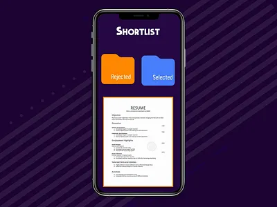 Resume - Shortlister animation app clean design gif interaction interface ios johnyvino mobile resolve result results resume resume builder resume bundle resume clean resume creative ui ux