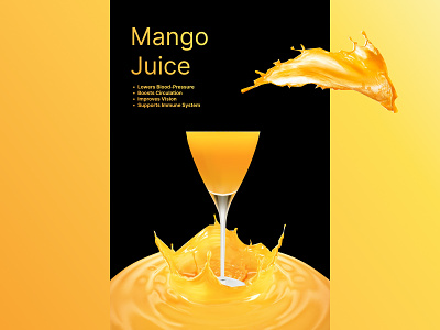 Mango Drink 043 3d dailyui dailyui043 design dessert dish drink food juice mango menu poster splash ui ux ux design