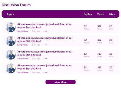 Discussion Forum comments discussion discussion forum forum likes questions reply topics ui ux ux design views