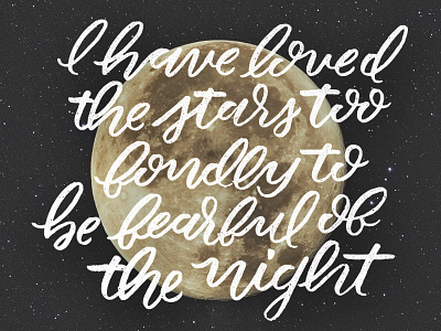 of the night brush lettering calligraphy hand lettering lettering moon pentel starry night stars warm up